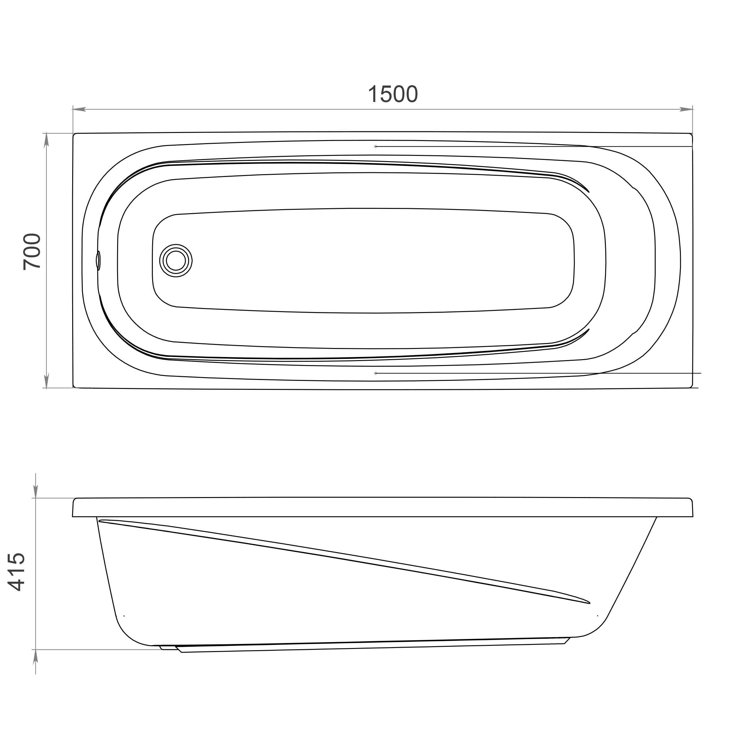 ТРИТОН Ванна Riga 150 без каркаса, панели, сифона