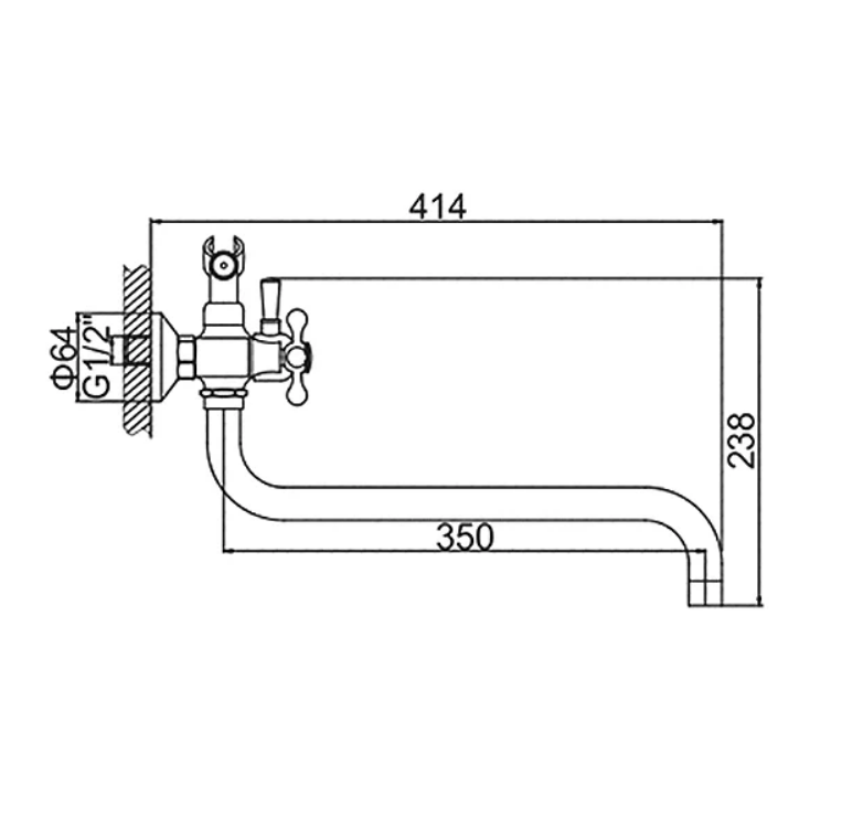 A7171 Смеситель для ванны ACCOONA с длинным изливом 300мм дивертор в корпусе цинк/хром (10)