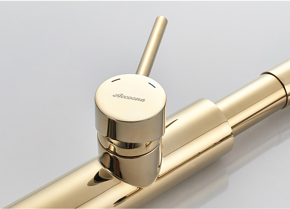 A4890WF-1 Смеситель для кухни ACCOONA с латун/корп золотой и силик/излив черный