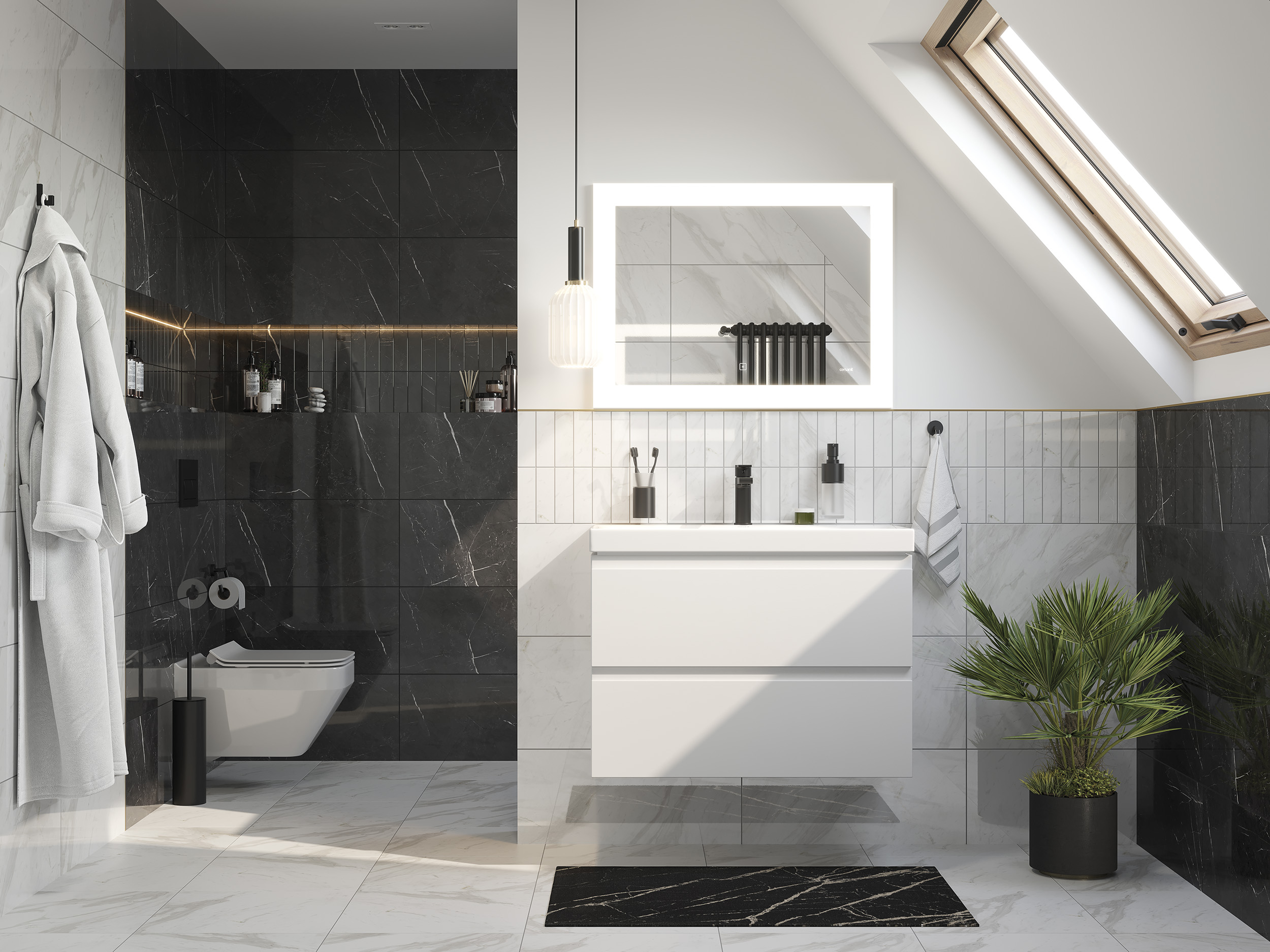 Зеркало Cersanit LED DESIGN PRO 060 80 часы с подсветкой прямоугольное