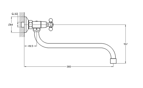 Смеситель для кухни (мойки) G-lauf JMX12-A605 (настенный; 1/2; керамика)