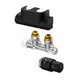 Набор: Multiblock T 1/2 НР x 3/4 НР угловой, Uni SH, декоративная крышка черный матовый (1184484) OV