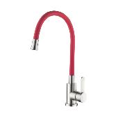 A48104N Смеситель для кухни ACCOONA с силиконовым изливом Цвет: красный+нерж.сталь   (10)