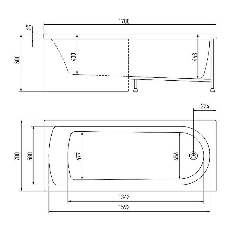 ALEX BAITLER Ванна MICHIGAN 170*70  без каркаса и панели
