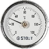 Термометр биметалл. с гильзой. Корпус Dn  80 мм, гильза  50 мм 1/2 ,0..120°С STOUT (SIM-1001-805015)