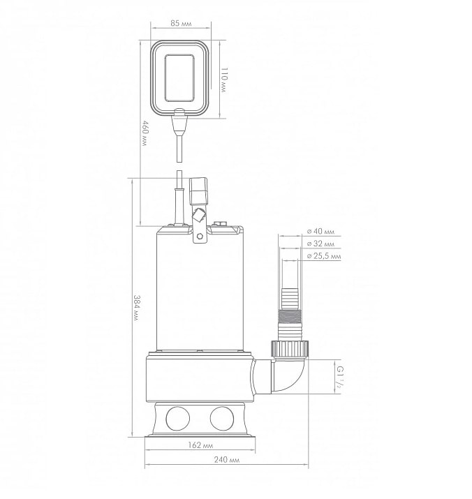 Насос ДЖИЛЕКС ФЕКАЛЬНЫЙ 260/10 Н 5306 произв-ть 15,6 м³/ч, макс. напор 10 м,мощность 800Вт