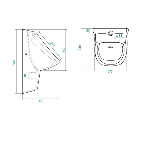 Писсуар ГАЛА с креплением, Сантек