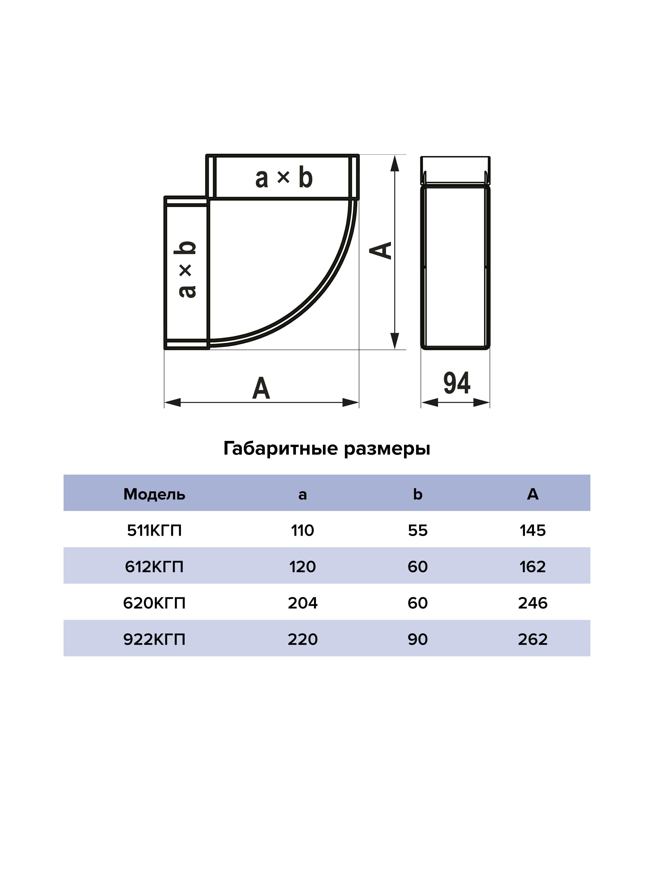 Колено горизонтальное пластик 90° 55х110 ERA 511КГП