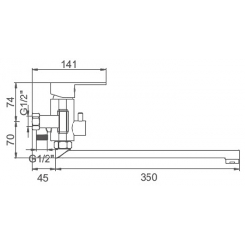 A71205 Смеситель для ванны ACCOONA с длинным поворотным изливом 350мм нерж.сталь (10)