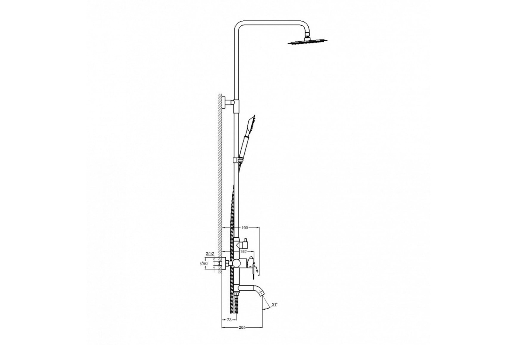 Смеситель для ванны с душем G-lauf SOLONE JAT16-A094  нерж