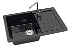 Мойка глянцевая Энди Z16Q4(черный) 740х490x210, БЕЗ СИФОНА Granit MARR BERGG