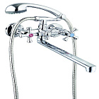 Смеситель для ванны с душем G.LAUF QFR7-C827 (1/2" керамика; длинный плоский излив, шаровое переключение душа)