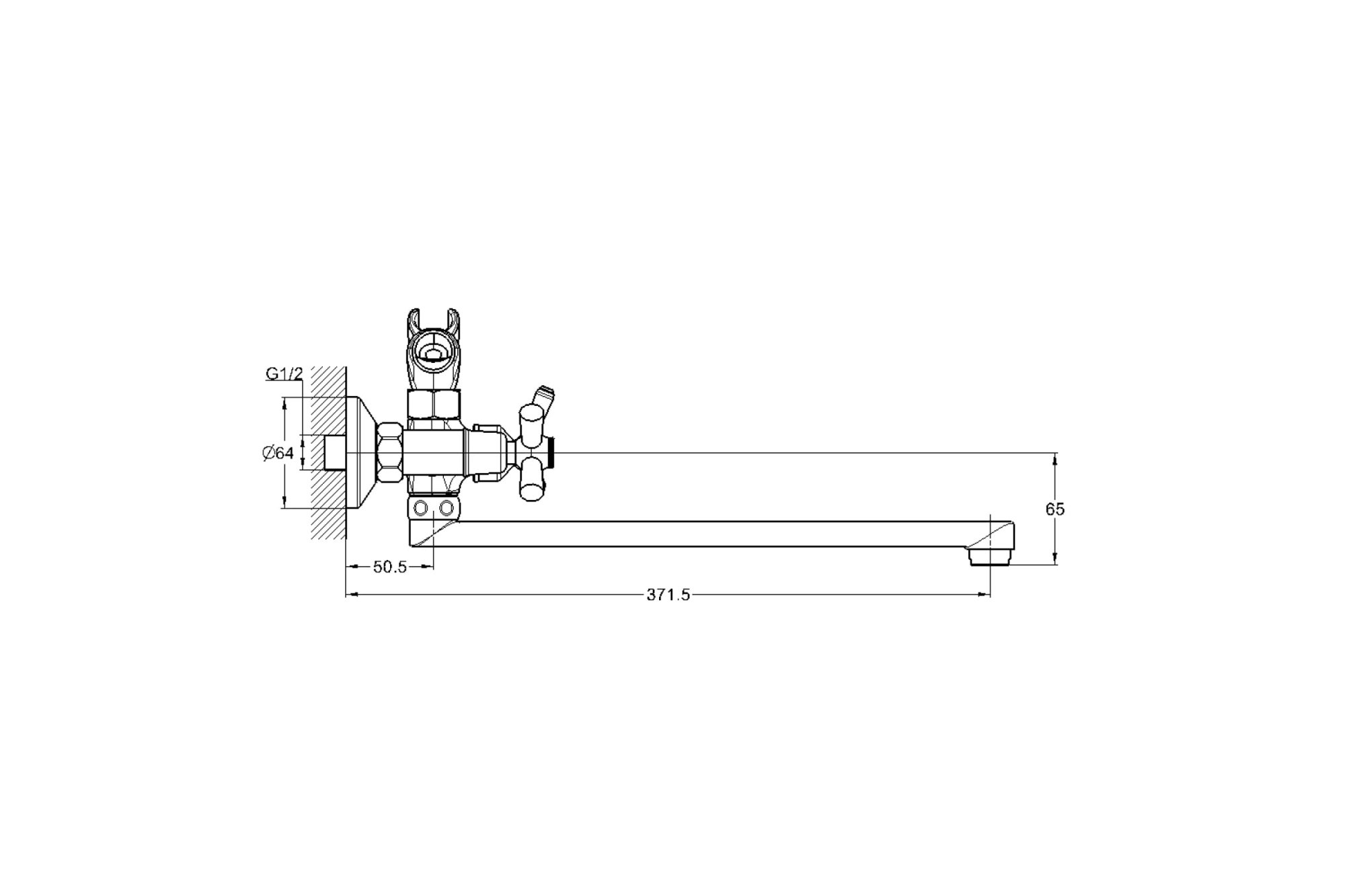 Смеситель для ванны с душем G-lauf QFR7-C722 (1/2; керам. плоск.излив  шар. перекл. душа)